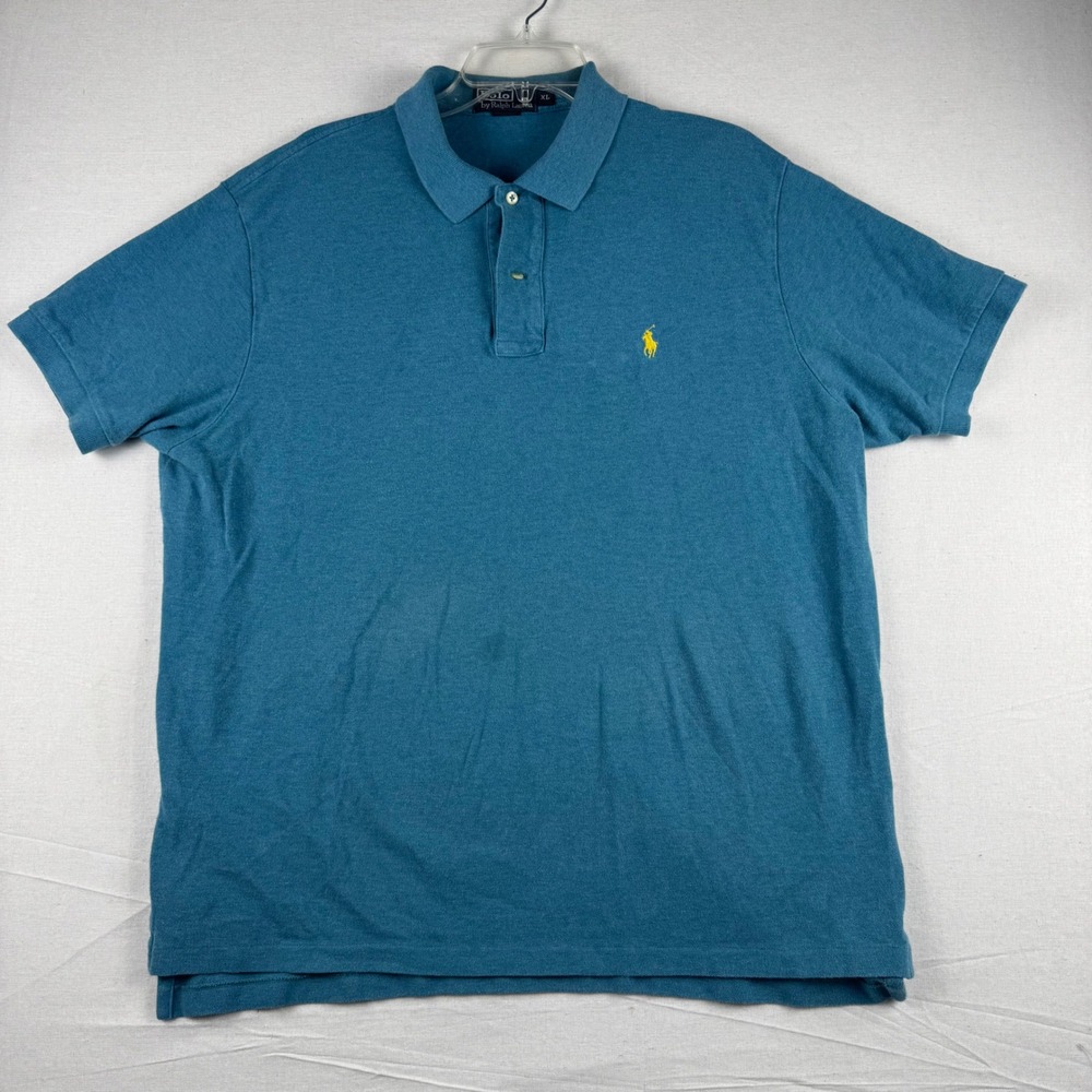 Polo Ralph Lauren Mens XL Teal Blue Heavy Cotton Short Sleeve Pique Polo Shirt
